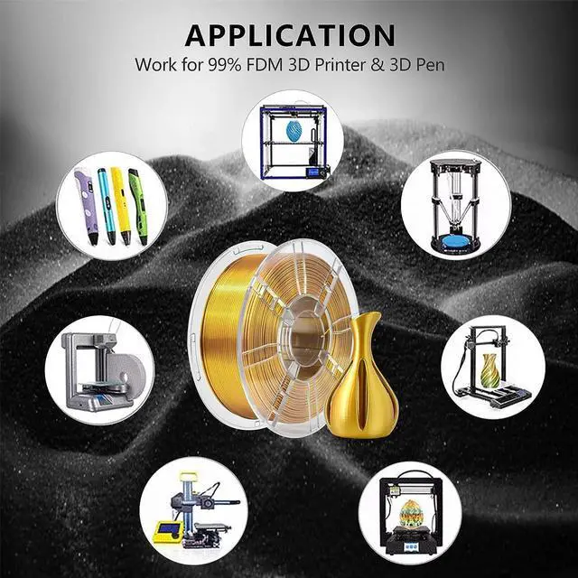 Alt view image 6 of 7 - iBOSS PLA Plus (PLA+) 3D Printer Filament 1.75mm,1kg Spool (2.2lbs) Silk Shiny Filament 3D Printing Filament,Dimensional Accuracy +/- 0.02mm,PLA Pro 3D Filament,Fit Most FDM Printer(Slik Gold)