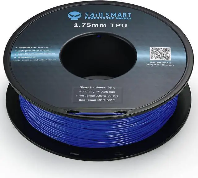 Alt view image 5 of 7 - SainSmart 1.75mm Flexible TPU 3D Printer Filament 800g Solid Color, Dimensional Accuracy +/- 0.05 mm (Galaxy Blue)