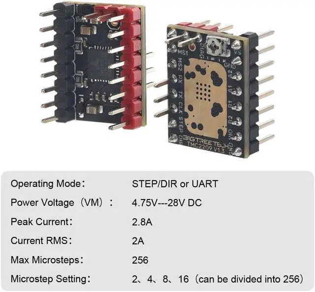 Alt view image 4 of 7 - BIGTREETECH TMC2209 V1.3 Stepper Motor Driver Silent Drivers UART Stepsticks VS TMC2130 for Octopus v1.1/Octopus Pro,SKR V1.4 Turbo Manta M4P Manta M5P/M8P SKR 3 SKR Pro 3D Printer Motherboard (4Pcs)