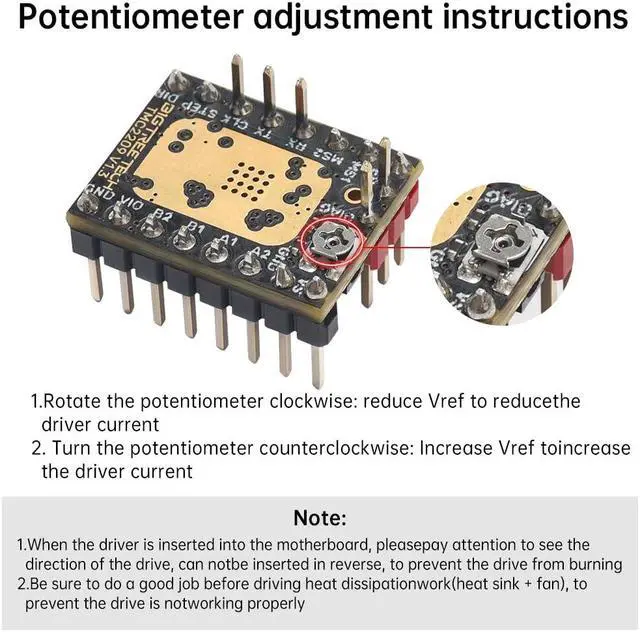 Alt view image 7 of 7 - BIGTREETECH Direct 6PCS TMC2209 V1.3 Stepper Motor Driver 2.8A UART Ultra Silent Stepsticks Supports Step/DIR Mode for Octopus V1.1/Octopus pro/SKR V1.4 Turbo SKR 3 Manta M4P/M5P/M8P Control Board