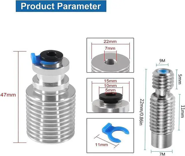 Alt view image 4 of 7 - for E3D V6 Hotend Kit,3D Printer All Metal Mount Fixed Blocks,Remote Short Direct Heat Sink 1.75mm Compatible with E3D V6 hotend,and Nozzle/Heater Block for Feeding 3D Printer Extruder