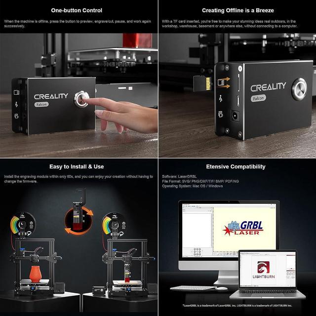 Alt view image 5 of 7 - ENOMAKER Creality Laser Engraver Module Kit 5W 455nm for Metal,Wood,Leather,Acrylic,Plastic etc, Compatible Ender 3 Pro V2/NEO/MAX/S1/S1 Pro, CR-10 3D Printer etc., Welcome to consult
