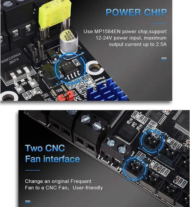 Alt view image 5 of 6 - BIGTREETECH Upgrade Ender 3 Motherboard Silent Control Board SKR Mini E3 V2.0 32Bit with TMC2209 UART Stepper Driver 3D Printer Parts for Creality Ender3