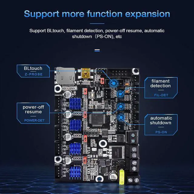 Alt view image 3 of 6 - BIGTREETECH Upgrade Ender 3 Motherboard Silent Control Board SKR Mini E3 V2.0 32Bit with TMC2209 UART Stepper Driver 3D Printer Parts for Creality Ender3
