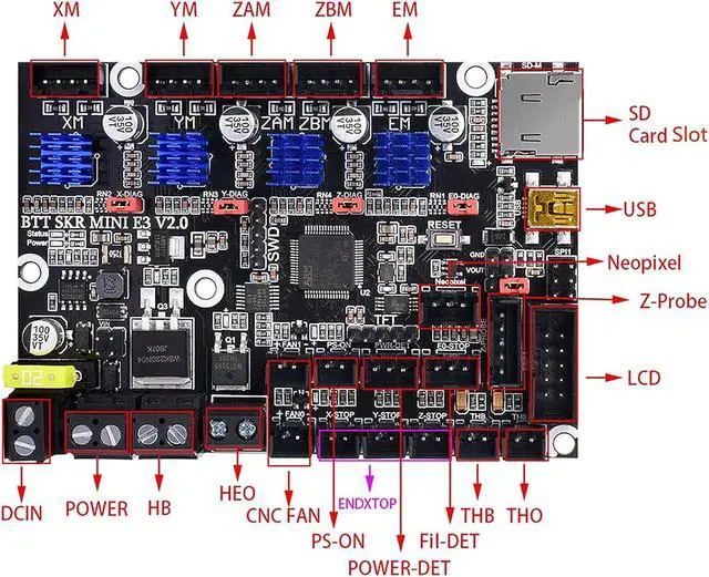 Alt view image 6 of 6 - BIGTREETECH Upgrade Ender 3 Motherboard Silent Control Board SKR Mini E3 V2.0 32Bit with TMC2209 UART Stepper Driver 3D Printer Parts for Creality Ender3