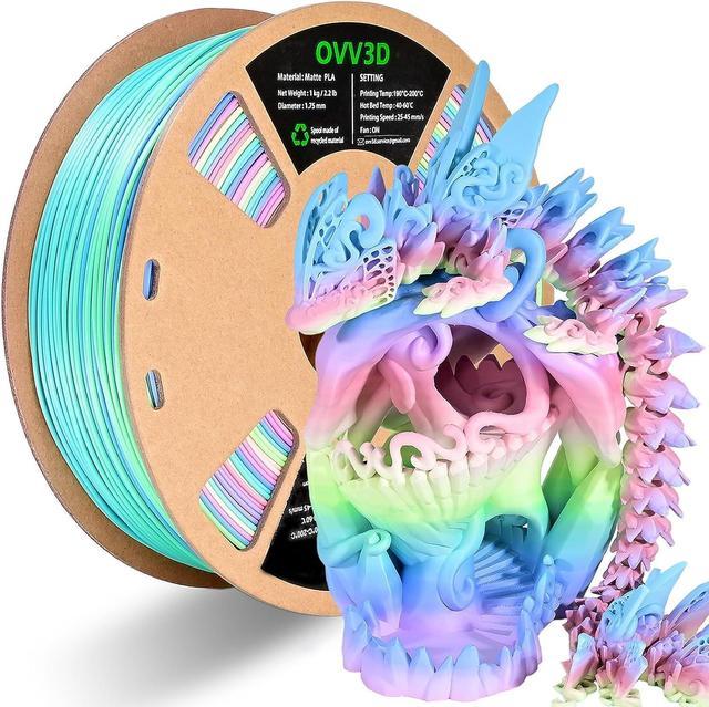 OVV3D Rainbow PLA Filament 1.75mm, 3D Printer Filament Multicolor PLA  Filament, Matte Color Changing PLA Plus with Pink Purple Blue Green Lime,  3D