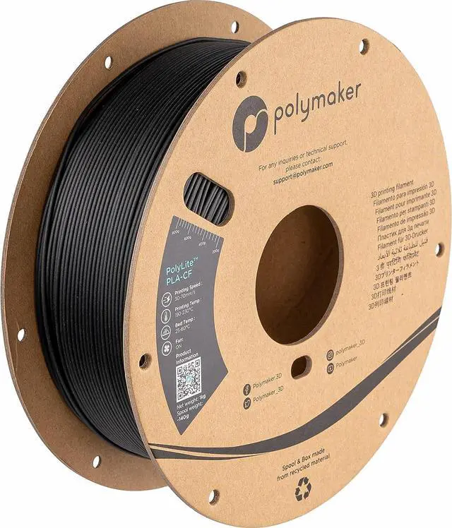 Main image of Polymaker Carbon Fiber PLA Filament 1.75mm, Carbon Fiber Reinforced 3D Printer PLA Filament 1kg - PolyLite 1.75mm Carbon Fiber 3D Printing PLA Filament Strong & Easy to Print & Matte PLA-CF
