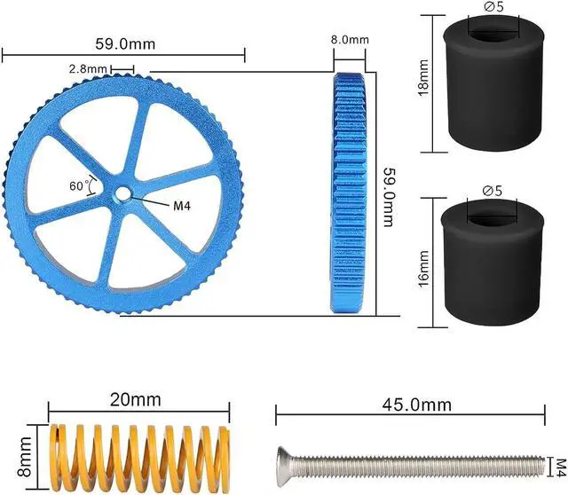 Alt view image 2 of 7 - IdeaFormer Upgraded 4pcs Blue Aluminum Hand Twist Leveling Nut,4pcs 20mmSprings,4pcs Screws, 4pcs Heatbed Silicone Leveling Column Mounts for Ender 3/3 Pro/3v2 3D Printer, Welcome to consult