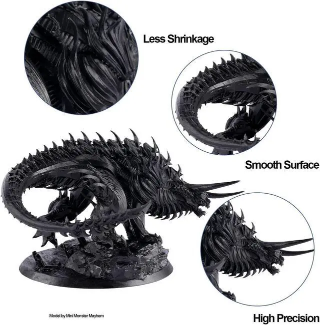 Alt view image 2 of 7 - 3D Printer Resin,10K Art-Engineering Toughness Non-Brittle New ABS-Like Resin for UV-Curing Photopolymer Rapid High Precision Low Odor LCD DLP SLA 405nm Resin (Black, 1000g)