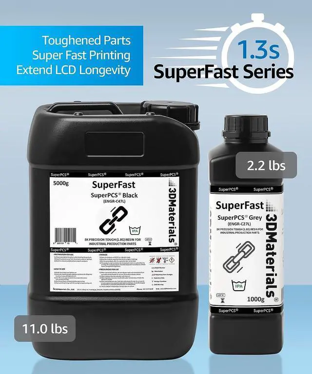 Alt view image 5 of 7 - SuperPCS 3D Printer Resin, Toughest and Fastest, 50um 1.8GPa Print in 1.5 sec, Made in Korea by 3DMaterials (1000g, White)