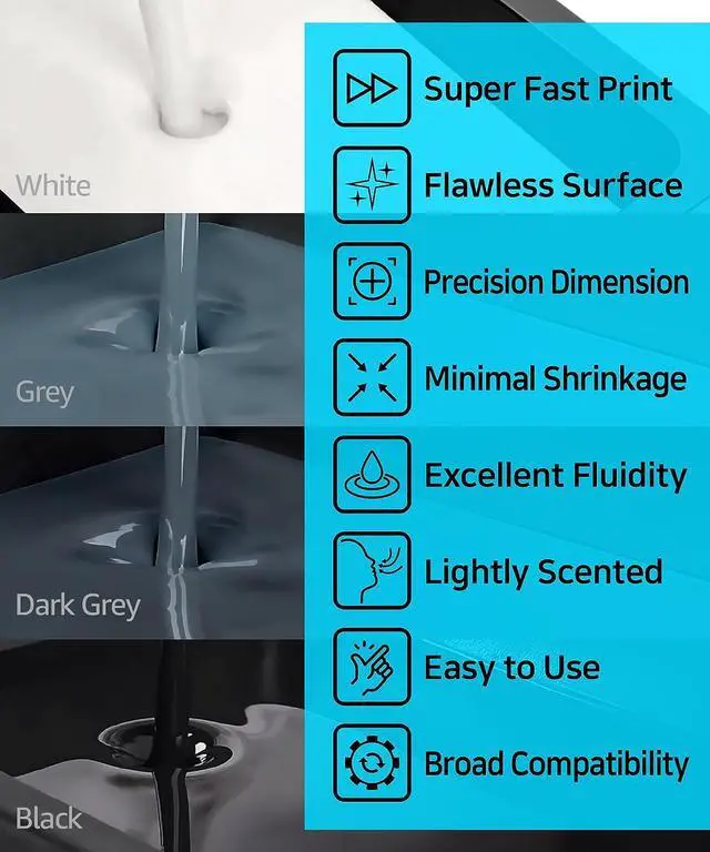 Alt view image 7 of 7 - SuperPCS 3D Printer Resin, Toughest and Fastest, 50um 1.8GPa Print in 1.5 sec, Made in Korea by 3DMaterials (1000g, White)
