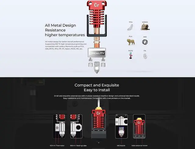 Alt view image 6 of 7 - Creality Upgraded All Metal Hotend Kit, High Temperature Hotend Up to 300 and Fast Heat Dissipation Fit for Ender 3/ Ender 3 V2/ Ender 3 Pro/Ender 3 Max 3D Printers