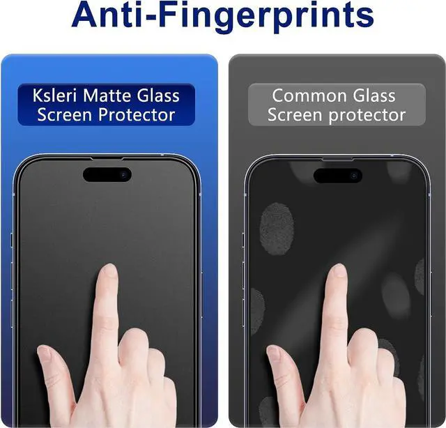Alt view image 3 of 6 - Ksleri 2 Pack Matte Glass Screen Protector for iPhone 14 Pro Max 6.7-inch 2022 with Easy Installation Frame, Anti-Glare Anti-Fingerprint, No Dazzling, 9H Tempered Glass Film, Dynamic Island Compatible