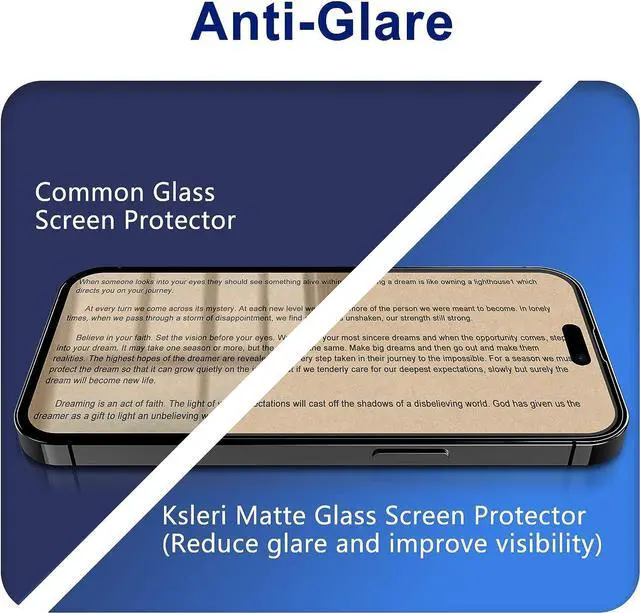 Alt view image 4 of 6 - Ksleri 2 Pack Matte Glass Screen Protector for iPhone 14 Pro Max 6.7-inch 2022 with Easy Installation Frame, Anti-Glare Anti-Fingerprint, No Dazzling, 9H Tempered Glass Film, Dynamic Island Compatible