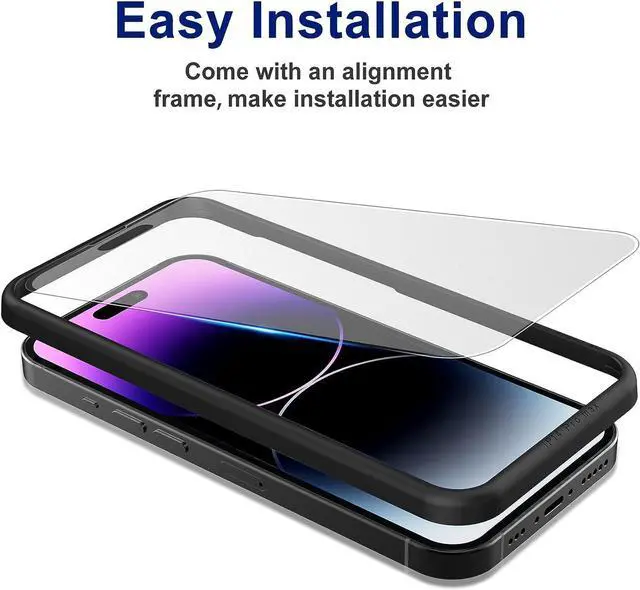 Alt view image 6 of 6 - Ksleri 2 Pack Matte Glass Screen Protector for iPhone 14 Pro Max 6.7-inch 2022 with Easy Installation Frame, Anti-Glare Anti-Fingerprint, No Dazzling, 9H Tempered Glass Film, Dynamic Island Compatible