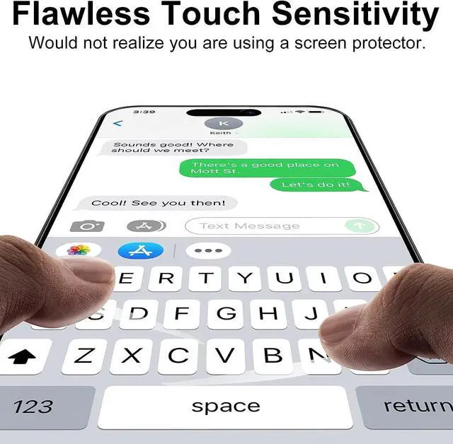 Alt view image 6 of 7 - TECHO Privacy Screen Protector Compatible with iPhone 14 Pro Max Tempered Glass Film (Edge to Edge Full Coverage) (Anti Spy Private) (9H Hardness) (2 PACK) (6.7 inch)