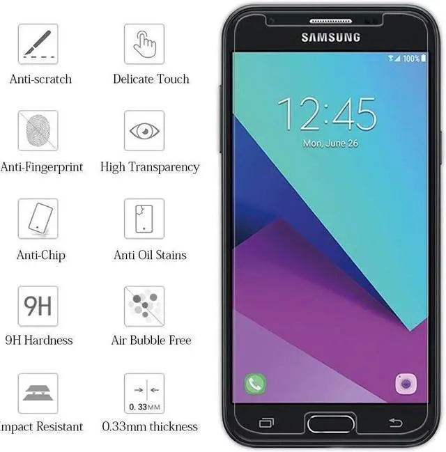 Alt view image 2 of 4 - UPONEW for Samsung Galaxy J7 Prime Glass Screen Protector - [2 Pack] Tempered Glass Screen Protector for Samsung Galaxy J7 Prime J7 Sky Pro/Galaxy J7 2017 SM-J727A J727U J727T J727T1 J727R4 J727V J727