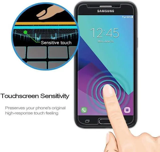 Alt view image 3 of 4 - UPONEW for Samsung Galaxy J7 Prime Glass Screen Protector - [2 Pack] Tempered Glass Screen Protector for Samsung Galaxy J7 Prime J7 Sky Pro/Galaxy J7 2017 SM-J727A J727U J727T J727T1 J727R4 J727V J727