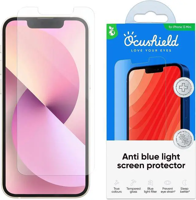 Main image of Ocushield Anti Blue Light Tempered Glass Screen Protector for iPhone 13 Mini 5.4" - Protect Your Eyes, Reduce Migraines & Improve Sleep, Welcome to consult