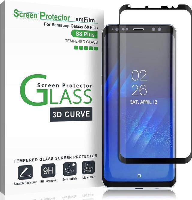 Main image of amFilm Glass Screen Protector for Samsung Galaxy S8 Plus, 3D Curved Tempered Glass, Dot Matrix with Easy Installation Tray, Case Friendly (Black), Welcome to consult