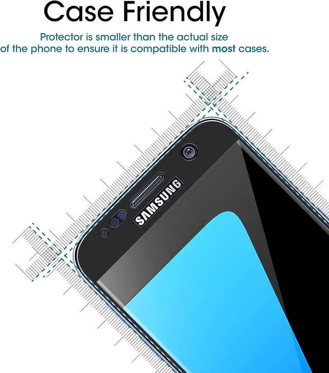 Alt view image 2 of 6 - amFilm Glass Screen Protector for Galaxy S7, Tempered Glass, Dot Matrix, 3D Curved, with Black Border, Welcome to consult
