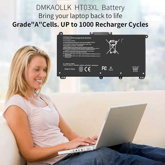 Alt view image 2 of 7 - HT03XL L11119-855 Laptop Battery for HP Pavilion 14-CE 14-CF 14-DF 15-CS 15-DA 15-DB 15-DW 17-by 17-CA Series 15-CS0053CL 15-DW0033NR 15-DA0014DX L11421-542 L11421-2C2 HSTNN-UB7J HSTNN-DB8R HT03041XL