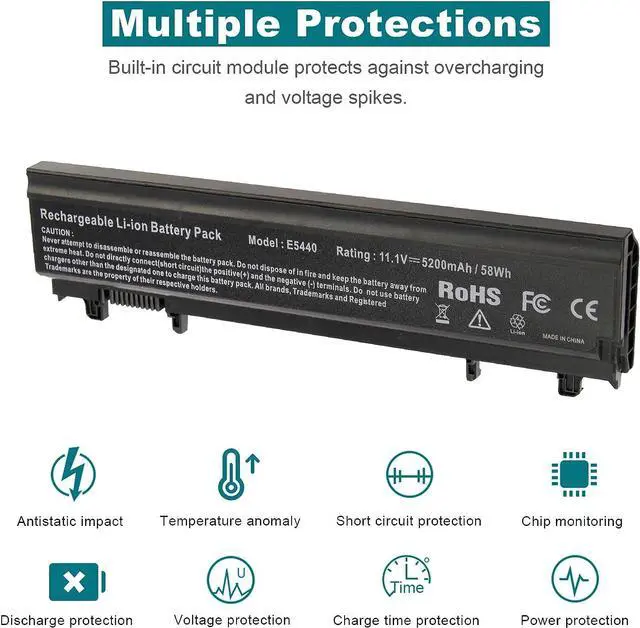 Alt view image 6 of 7 - TREE.NB Laptop Battery for Dell Latitude 14 15 5000 E5440 E5540 Series M7T5F VV0NF FT6D9 3K7J7 5200mAh 11.1V Replacement