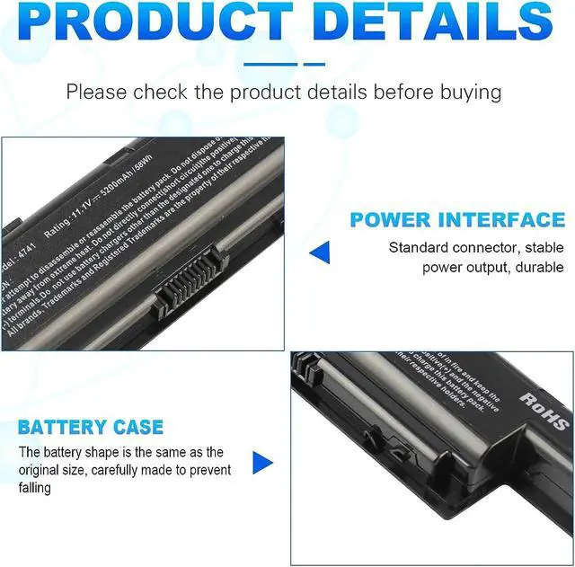 Alt view image 4 of 6 - Futurebatt Laptop Battery For Acer Aspire V3 V3-471G V3-551G V3-571G V3-731 V3-771 V3-772G E1-531 E1-731 Aspire 5750 5750G 5742 5742G 5741G 5250 5251 5253 5552 5560 5733 5755 7741Z Gateway NV55C NV59C