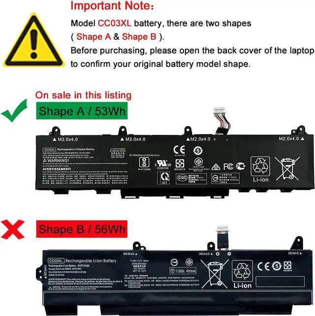 Alt view image 4 of 7 - Mobik CC03XL 53Wh Replacement Laptop Battery for HP ZBook Firefly 14 G7 G8 EliteBook 830 835 840 845 G7 G8 Probook 635 Aero G7 G8 Series HSTNN-DB9Q L77608-2C1 L77608-421 L78555-005 CC03053XL-PL 11.55V