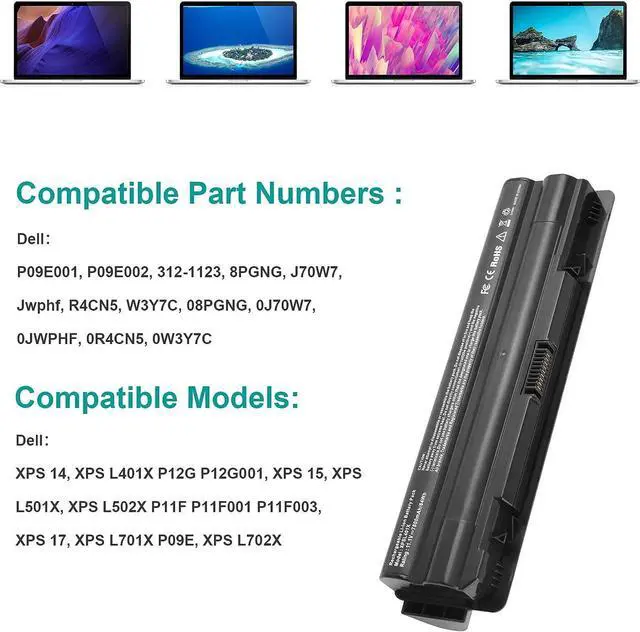 Alt view image 3 of 6 - Futurebatt Battery Compatible with Dell XPS 17 L701X/ L702X XPS 15 L501X/ L502X XPS 14 L401X J70W7 JWPHF R795X WHXY3