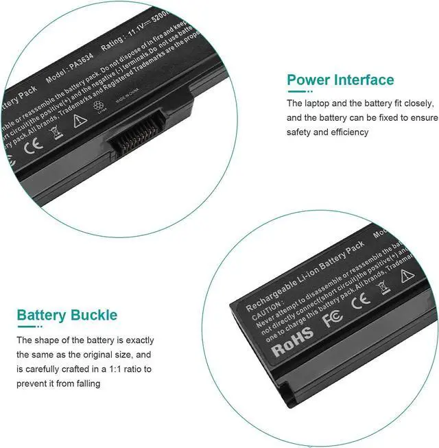 Alt view image 4 of 7 - PA3634U-1BAS Laptop Battery for Toshiba Satellite A665 C655 L645 L645D L650 L650D L655 L655D L670 L675 M300 M301 M305 M505 U405, p/n PABAS228 PA3634U-1BRS PA3635U-1BAM PA3636U-1BRS PA3635U-1BRM
