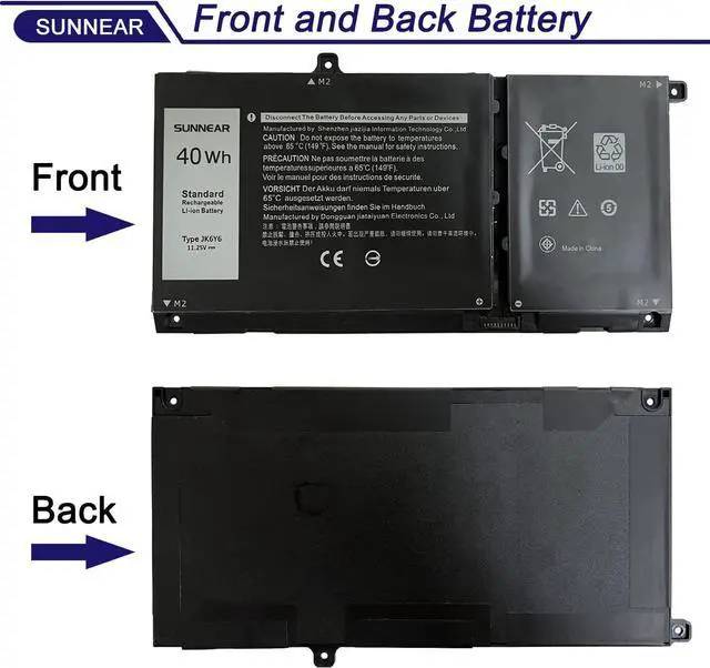 Alt view image 3 of 6 - SUNNEAR JK6Y6 Laptop Battery Replacement for Dell Latitude 3410 3510 Vostro 5300 5401 5501 Inspiron 5300 5401 5402 5408 5409 5508 5400 5406 7405 7300 7500 2-in-1 Silver Series H5CKD 0C5KG6 0CF5RH