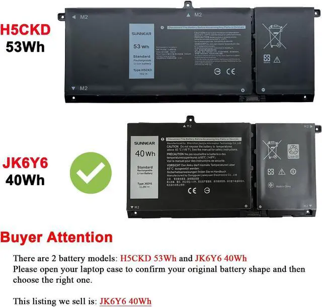 Alt view image 4 of 6 - SUNNEAR JK6Y6 Laptop Battery Replacement for Dell Latitude 3410 3510 Vostro 5300 5401 5501 Inspiron 5300 5401 5402 5408 5409 5508 5400 5406 7405 7300 7500 2-in-1 Silver Series H5CKD 0C5KG6 0CF5RH