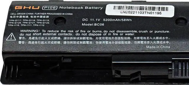 Alt view image 4 of 7 - GHU New Battery PI06 PI06XL Compatible with HP Notebook HSTNN-LB4N HSTNN-UB4N HSTNN-LB4O PI09 PN 710416-001 710417-001 HSTNN-YB4N HSTNN-YB4O P106 PI06 PI06XL PI09 58WH 5200mAH 10.8v11.1v