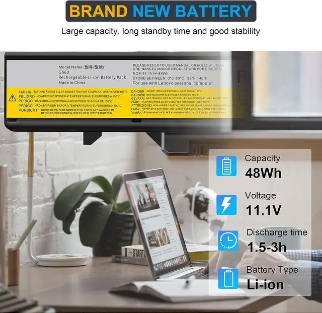 Alt view image 5 of 7 - Futurebatt Laptop Battery for Lenovo G460 G465 G470 G475 G560 G565 G570 B470 B570 IdeaPad V360 V370 V470 V570 Z370 Z460 Z465 Z470 Z475 Z560 Z570 Z575 L09S6Y02 L08S6Y21 L09C6Y02 L09L6Y02 L09M6Y02