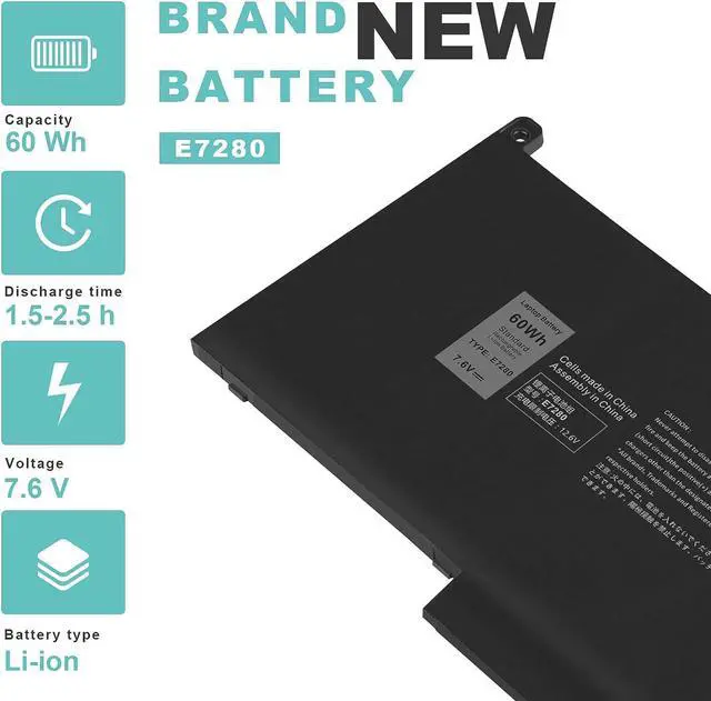 Alt view image 3 of 7 - 60Wh F3YGT Laptop Battery for Dell Latitude 12 7000 7280 7290/13 7000 7380 7390 P29S002/14 7000 7480 7490 P28S P28S001 P73G P73G002 Series DM3WC 0DM3WC DM6WC 2X39G KG7VF V4940 451-BBYE 453-BBCF