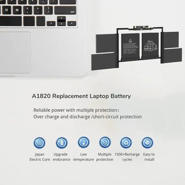 Alt view image 4 of 6 - XINGLT A1707 Replacement Battery for MacBook Pro,A1820 Laptop Battery for MacBook Pro 15 inch A1707 (Late 2016, Mid 2017) 6680mAh 76.15Wh EMC 3072 3162