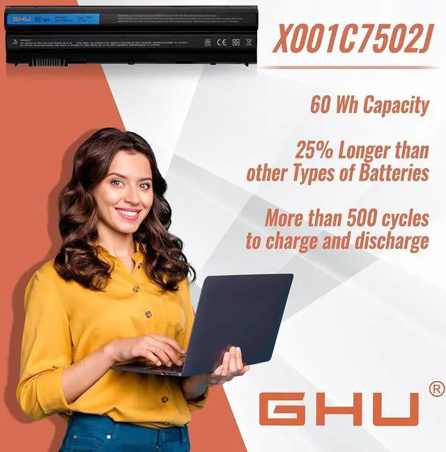 Alt view image 5 of 6 - GHU New Battery 60 Wh 6-Cell Compatible with Dell Latitude E5430 E5530 E6420 E6430 ATG E6530 Laptops (NH6K9) 312-1242 NHXVW PRRRF UJ499 YKF0M X57F1 04NW9 8858X KJ321 M5Y0X P8TC7 P9TJ0