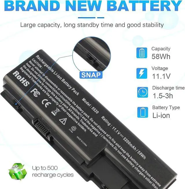 Alt view image 4 of 7 - Laptop Battery fit Gateway MDJ7820u Acer Aspire 5520 5720 5920 6920 6920G 7520 7720 7720G 7720Z series,P/N AS07B31 AS07B32 AS07B41 AS07B42 AS07B51 AS07B71 AS07B72 CONIS72 LC.BTP00.008 LC.BTP00.014