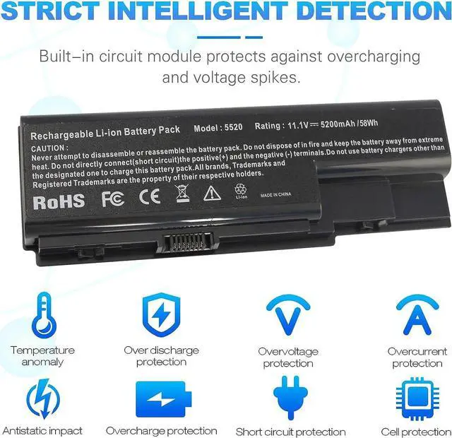 Alt view image 5 of 7 - Laptop Battery fit Gateway MDJ7820u Acer Aspire 5520 5720 5920 6920 6920G 7520 7720 7720G 7720Z series,P/N AS07B31 AS07B32 AS07B41 AS07B42 AS07B51 AS07B71 AS07B72 CONIS72 LC.BTP00.008 LC.BTP00.014