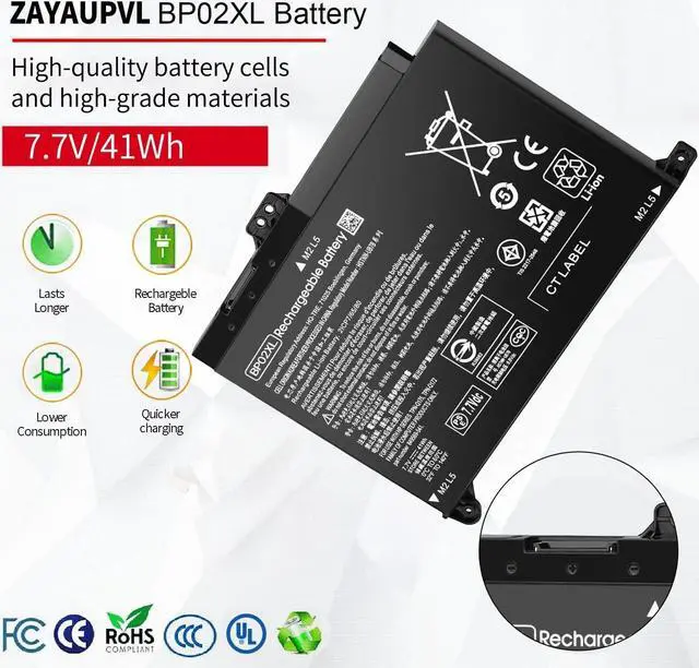 Alt view image 3 of 6 - BP02XL 849909-850 Battery for HP Pavilion 15t-au100 15t-au000 15-au062nr 15-au091nr 15-au063cl 15-au023cl 15-au123cl 15-au165cl 15-au010wm 15-au003ne 15-au030wm 15-au018wm 15z-aw000 849909-855 BPO2XL