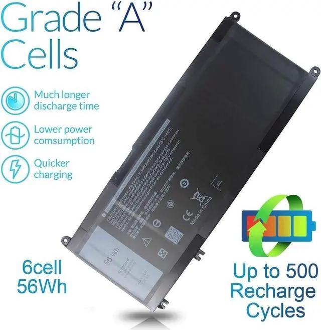 Alt view image 4 of 7 - 56WH 33YDH Battery for Dell Inspiron 17 7000 7773 7778 7779 7786 2-in-1 15 7577 G3 15 3579 3779 G5 15 5587 G7 15 7588 Latitude 13 3000 3380 15 3580 3590 14 3490 Vostro 7570 7580 033YDH PVHT1 0PVHT1