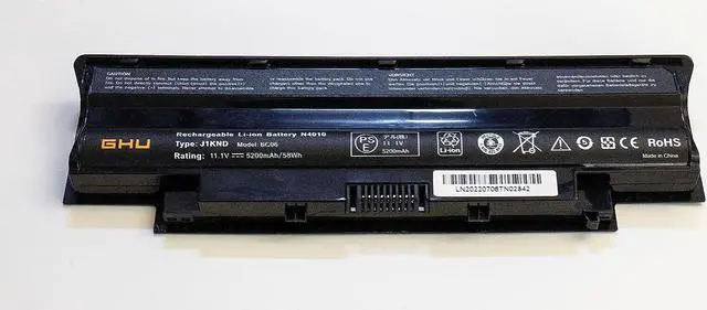 Alt view image 6 of 6 - GHU New Battery 58 Wh Replacement for J1KND 4T7JN TKV2V W7H3N YXVK2 Compatible for Inspiron N3010 N4010 N4110 N5010 N5110 N7010 M4110 WT2P4 383CW 312-1205 312-0233 312-0234 312-1201 9JR2H 9T48V JIKND