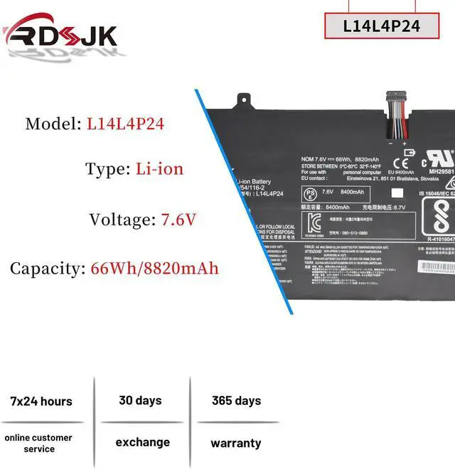 Alt view image 2 of 7 - L14L4P24 L14M4P24 Laptop Battery for Lenovo Yoga 900 900-13ISK 900-131SK 900-13ISK2 900-IFI 900-ISE Yoga 3 Pro 4Pro 4 Pro 900 900-13ISK 80MK 80SD 900-13ISK2 80UE Series 5B10H43261 5B10H55224 7.5V 66Wh