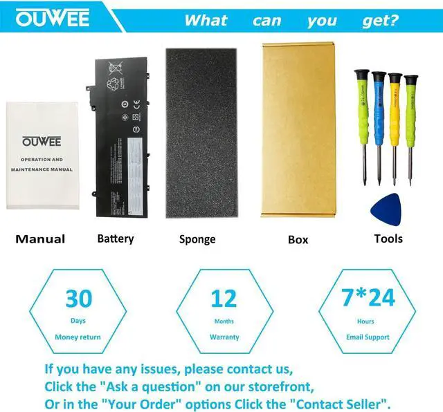 Alt view image 7 of 7 - OUWEE L17L3P71 Laptop Battery Compatible with Lenovo ThinkPad T480S Series Notebook L17M3P71 01AV478 SB10K97620 01AV479 SB10K97621 L17M3P72 01AV480 SB10K97622 11.58V 57Wh 4920mAh, Welcome to consult