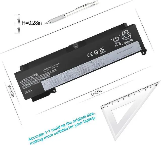 Alt view image 3 of 6 - 01AV406 Laptop Battery Replacement for ThinkPad T460S T470S Series Notebook Internal SB10J79003 00HW038 00HW025 00HW024 01AV462 01AV405 01AV407 01AV408 Black 27WH Desktop 3-Cell