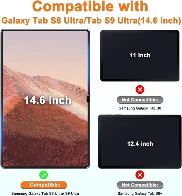 Alt view image 2 of 6 - AACL [2 Pack] Tempered Glass for Samsung Galaxy Tab S9 Ultra/Tab S8 Ultra Screen Protector(14.6 Inch), [Bubble-Free][Anti-Scratch][Case-Friendly]