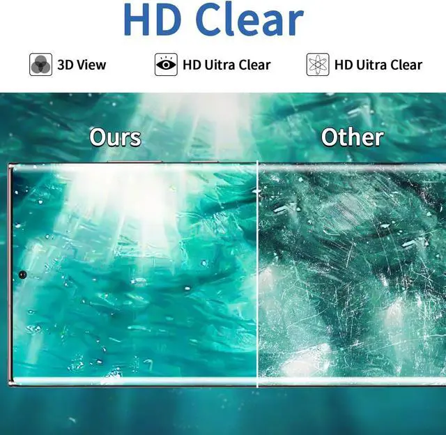 Alt view image 6 of 7 - 3 Pack HD Clear Tempered Glass Screen Protector for  Galaxy S22 Ultra 5G Fingerprint Unlock 3D Curved Scratch Resistant Bubble-Free