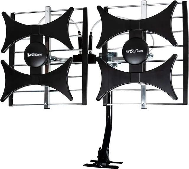 Main image of Five Star Multi-Directional 4V HDTV Amplified Antenna - up to 200 Mile Range, UHF/VHF, Indoor, Attic, Outdoor, 4K Ready 1080P FM w/ 40ft RG6 coaxial Cable, Mounting Pole