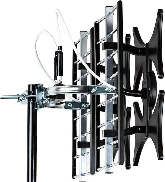 Alt view image 5 of 7 - Five Star Multi-Directional 4V HDTV Amplified Antenna - up to 200 Mile Range, UHF/VHF, Indoor, Attic, Outdoor, 4K Ready 1080P FM w/ 40ft RG6 coaxial Cable, Mounting Pole